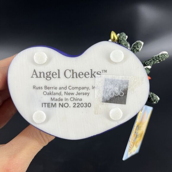 Vintage Kirk's Kritters Angel Cheeks Christmas Angel Figurine w/ Base Tree - Picture 11 of 16